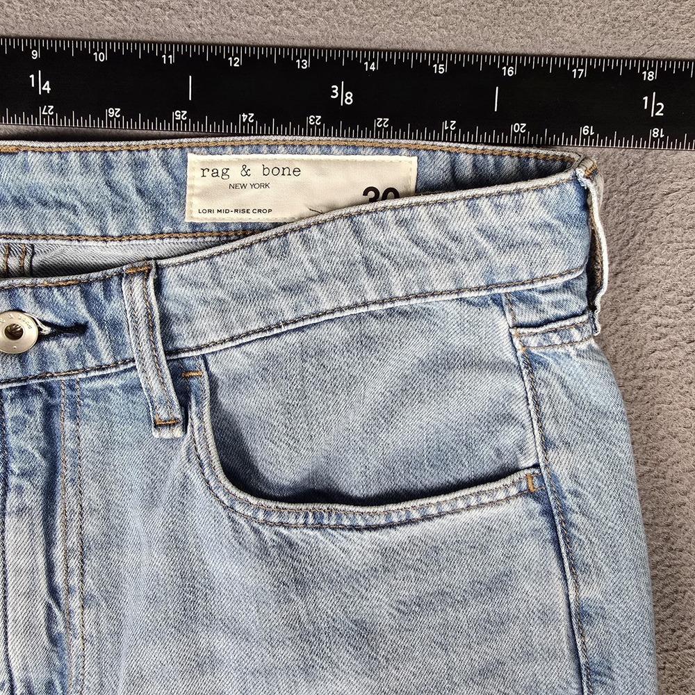 Rag & Bone Lori Mid Rise Crop Jeans Womens 30 Light Wash Wide Leg Denim Relaxed - Picture 8 of 15